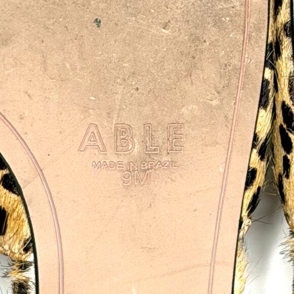 ABLE Women’s Leather and Calf Hair Leopard Mules Size 9 - Picture 6 of 7